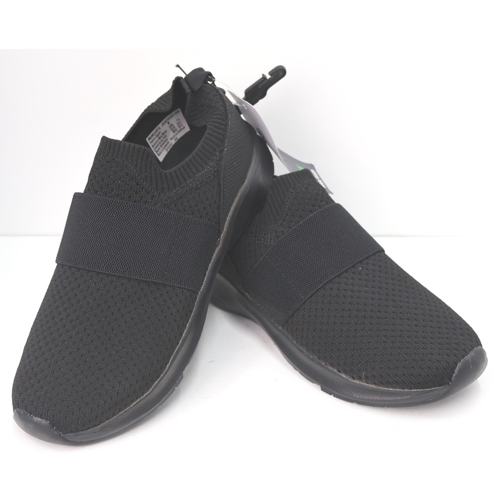 Athletic Works Slip On Sneaker Womens 7.5W Black New Memory Foam Knit Banded